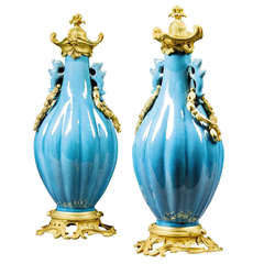 Pair of 18th Century Chinese Vases with 19th Century Mounts