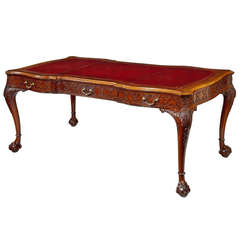 Victorian Mahogany Library Table by Wright and Mansfield