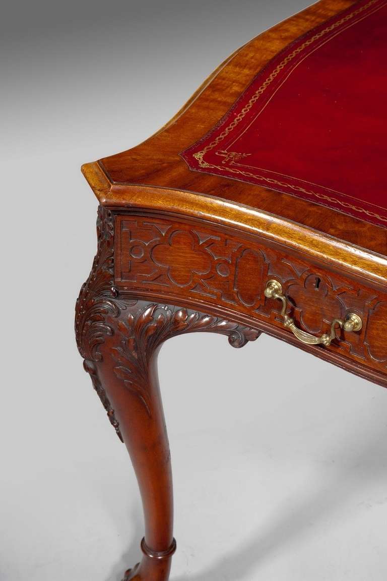 English Victorian Mahogany Library Table by Wright and Mansfield