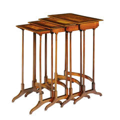 Nest of Four Sheraton Tables in Satinwood and Partridge Wood