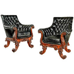 Pair of Rosewood Library Chairs Attributed to Gillows