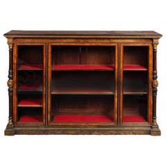 Early Victorian Gilt Brass Mounted Amboyna and Walnut Bookcase