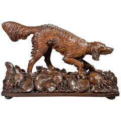 Life-Size Black Forest Carved Wood Dog (Setter) 6