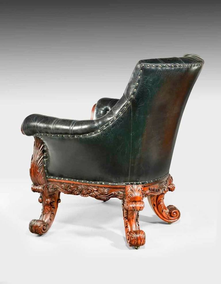 19th Century Pair of Rosewood Library Chairs Attributed to Gillows