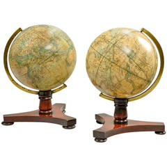 Antique Rare pair of Small Table Globes