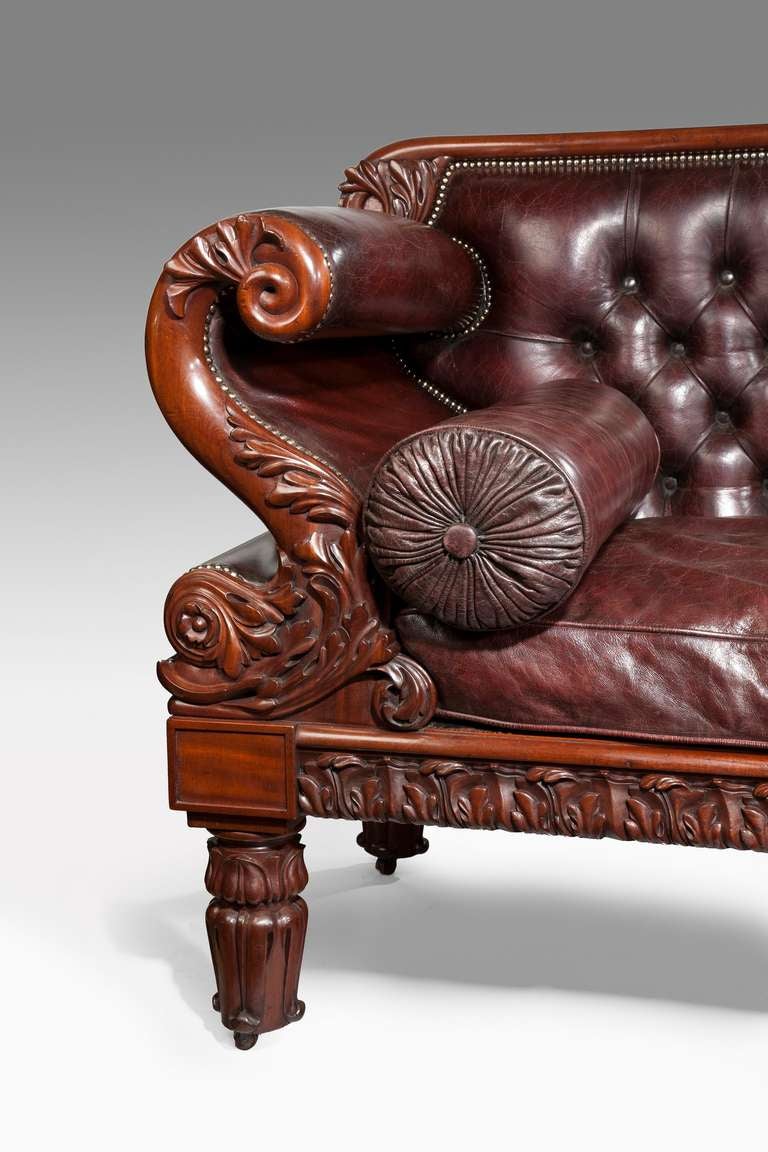 English Leather regency antique sofa
