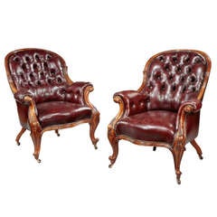 Victorian library chairs, pair of
