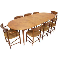 Stunning Peter Hvidt Dining Set with Eight Chairs and Teak Dining Table, 1960s