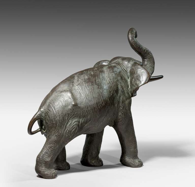 Meiji Period Bronze Elephant In Excellent Condition In Lymington, Hampshire