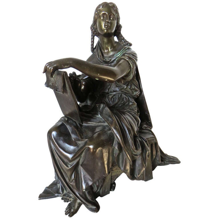 19th Century Bronze by Moreau Sitting Figure of a Lady 'Student or ...