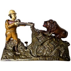 Antique Mechanical Bank "Lion Hunter, " American Toy, circa 1911