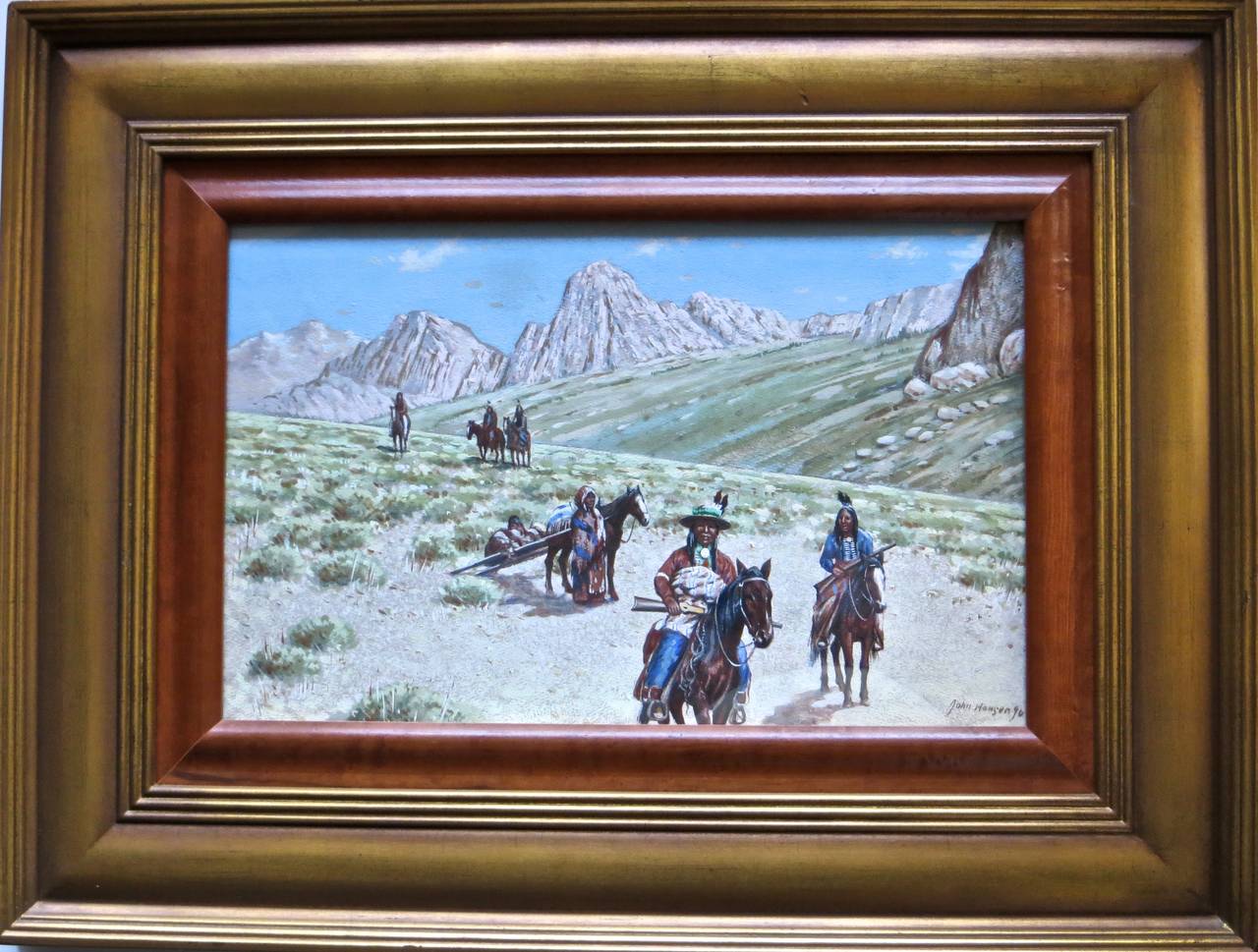 Dated 1896, gouache on paper, and signed lower right; this painting by John Hauser (1859-1913) is so popular that it has been reproduced in several mediums over the last 100 years, but this is the original. Entitled 