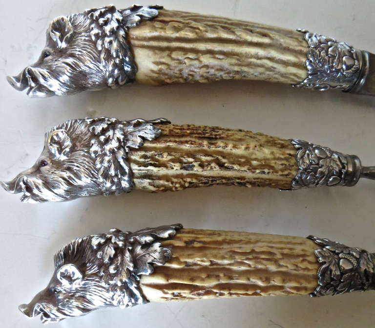 antler handle carving set