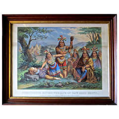 Pocahontas and John Smith. Chromo-Lithograph. Dated 1870. Rare. 1