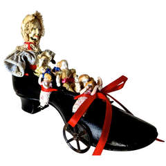 Antique "Old Woman In The Shoe"  Pull Toy  Manufactured by Ive's, circa 1890