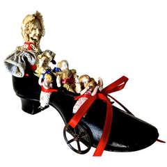 "Old Woman In The Shoe"  Pull Toy  Manufactured by Ive's, circa 1890