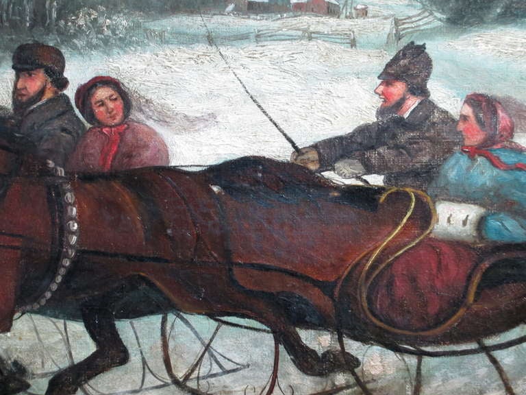 19th Century Russian Painting Winter Scene, circa 1870s Unsigned In Excellent Condition For Sale In Incline Village, NV