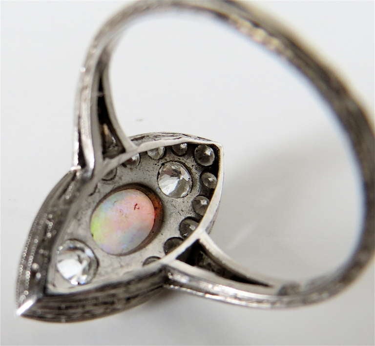 American Opal and Diamond Art Deco Ring, circa 1930s For Sale