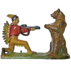 Mechanical Bank "Indian Shooting Bear"     Circa 1907