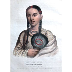 McKenney and Hall Hand-Painted Lithograph 'Rant-Che-Wai-Me', circa 1837