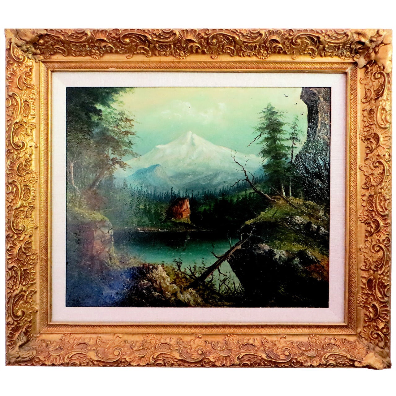 Oil Painting on Board of "Mount Hood" by R. Jones, circa 1907