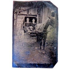Antique Tintype Displaying a Buffalo Bill Poster, circa 1890s