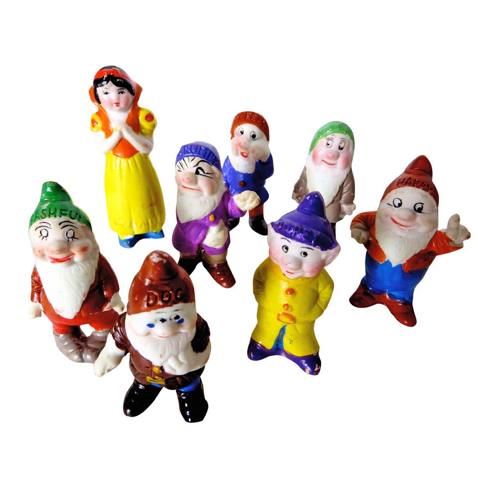 "Snow White and the Seven Dwarfs" Bisque Figures Play Set, circa 1938
