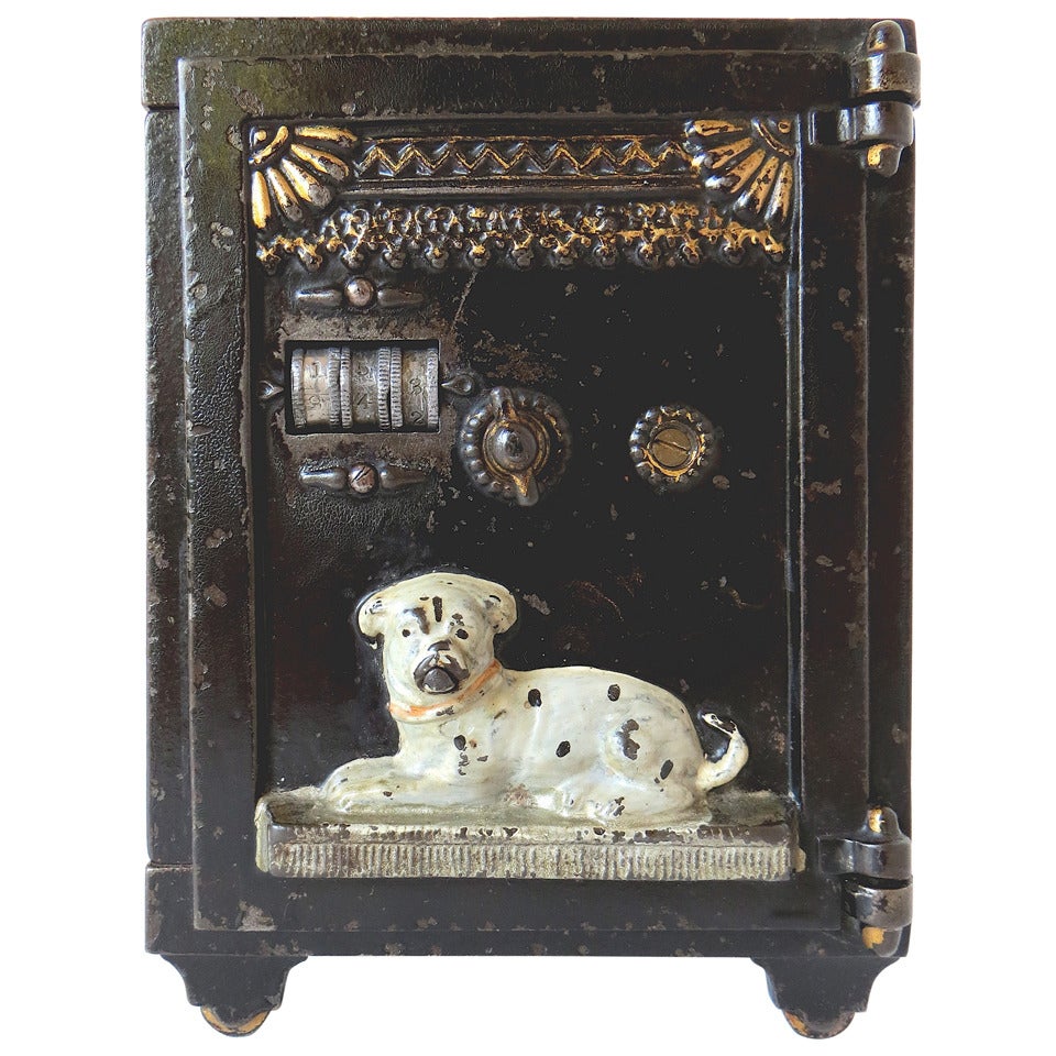 Mechanical Bank, "Watchdog Safe" in Cast Iron, circa 1890 For Sale