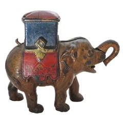 Antique Mechanical Bank    "Elephant, Man Pops Out"     Circa  1884