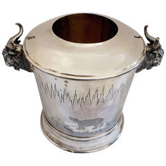 Ice Bucket (with Western Theme) by Meriden B. Company.   Circa 1880's