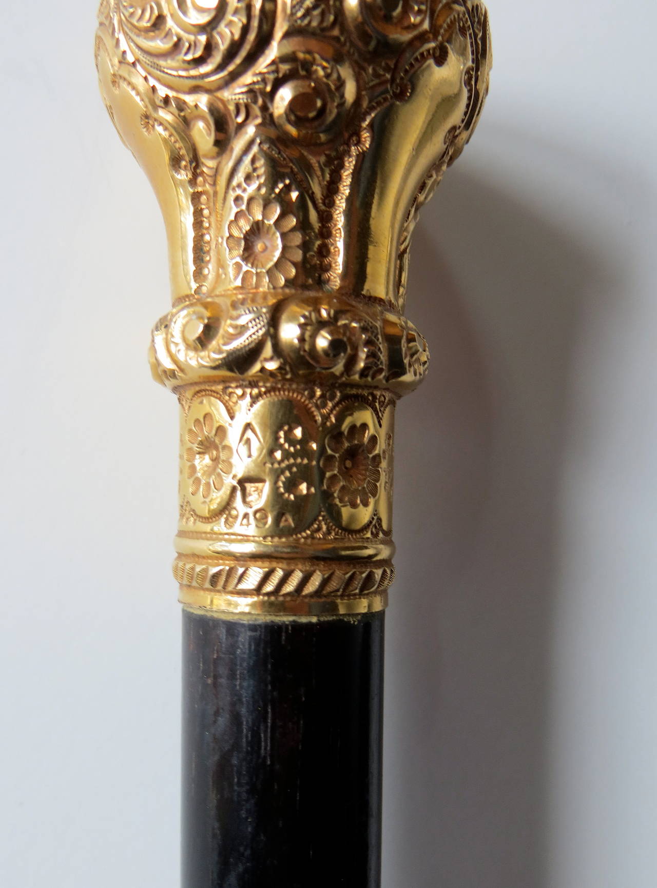 American Walking Stick or Cane with 14k Gold Top, circa 1906