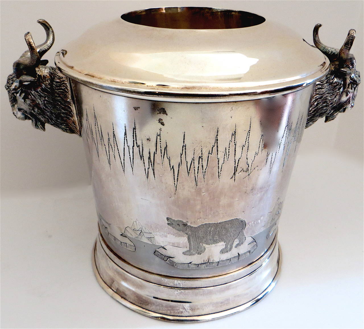 Ice Bucket (with Western Theme) by Meriden B. Company.   Circa 1880's 2