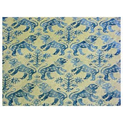 Retro Fortuny 'Richelieu' Gold Metallic Ground Blue Lions Draperies with Provenance