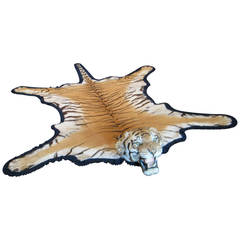 Antique Registered Taxidermy Tiger Rug Prior to Endangered Classification