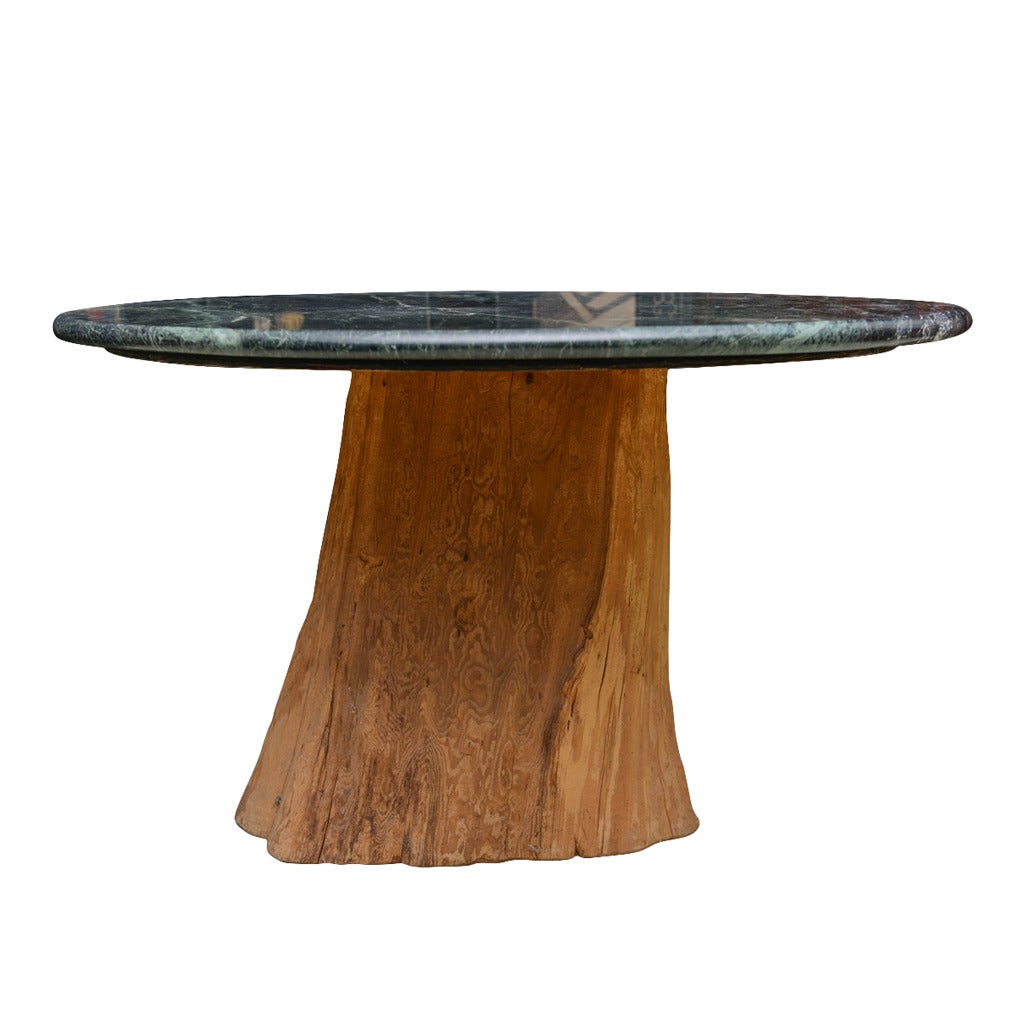 Organic Michael Taylor Tree Trunk Marble Dining Table, Mid-Century Modern For Sale