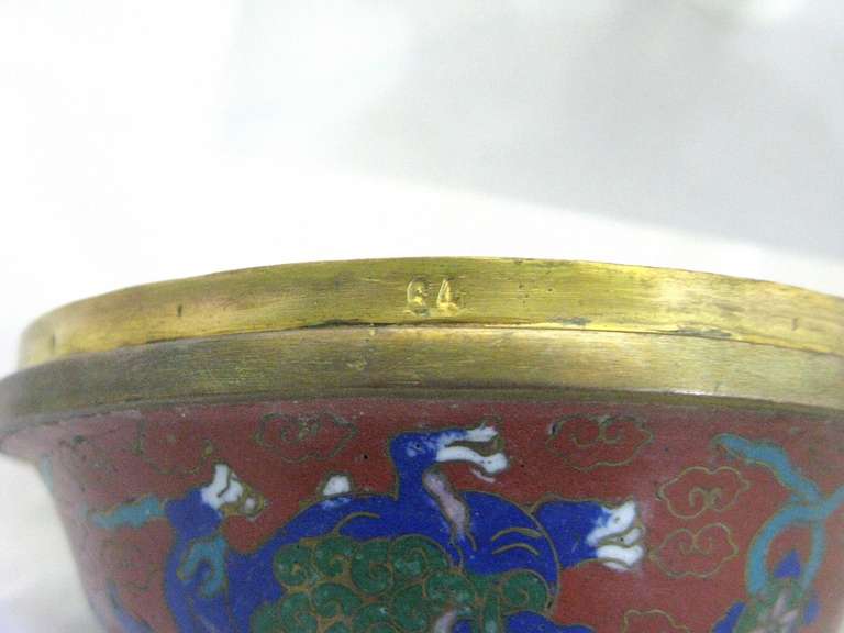 20th Century Republic Period Chinese Cloisonne Gilt Tripod Lidded Censer For Sale