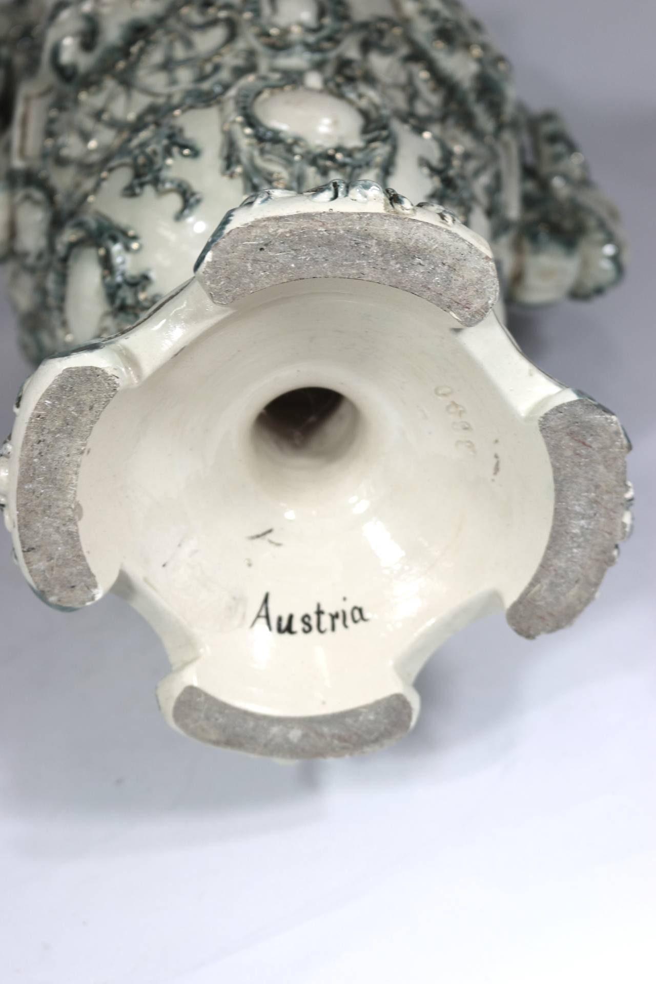 KPM Style Large Porcelain Austrian Vase with Rams Head Details  circa 1891 For Sale 2