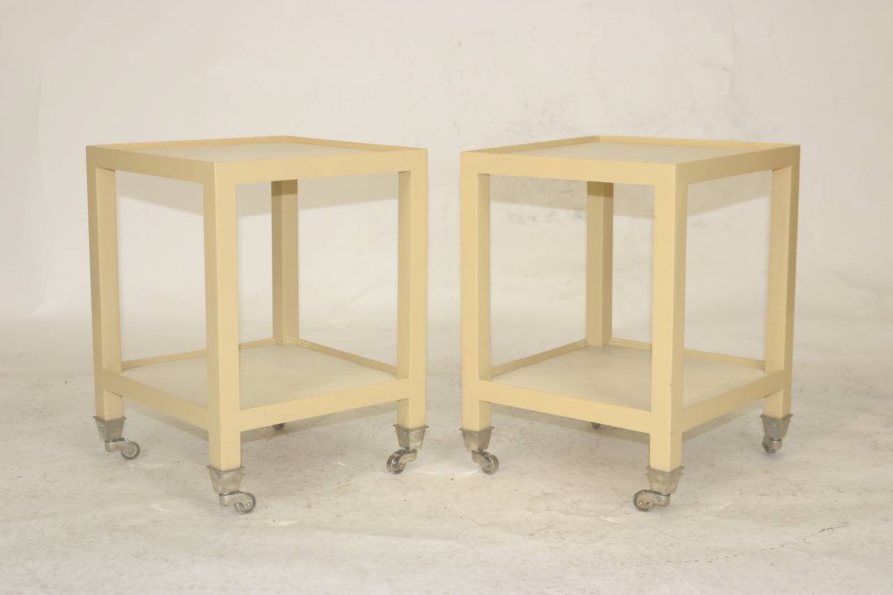 Ronn Jaffe Leather and Lacquer Telie Tables, 1960s Design For Sale 2