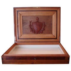 Vintage Cuban Wood Cigar Humidor Cuba's Coat of Arms- circa 1940---with Provenance