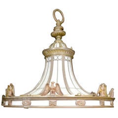 Spectacular American Grand Scale Bronze Leaded Glass Eagle Chandelier 6