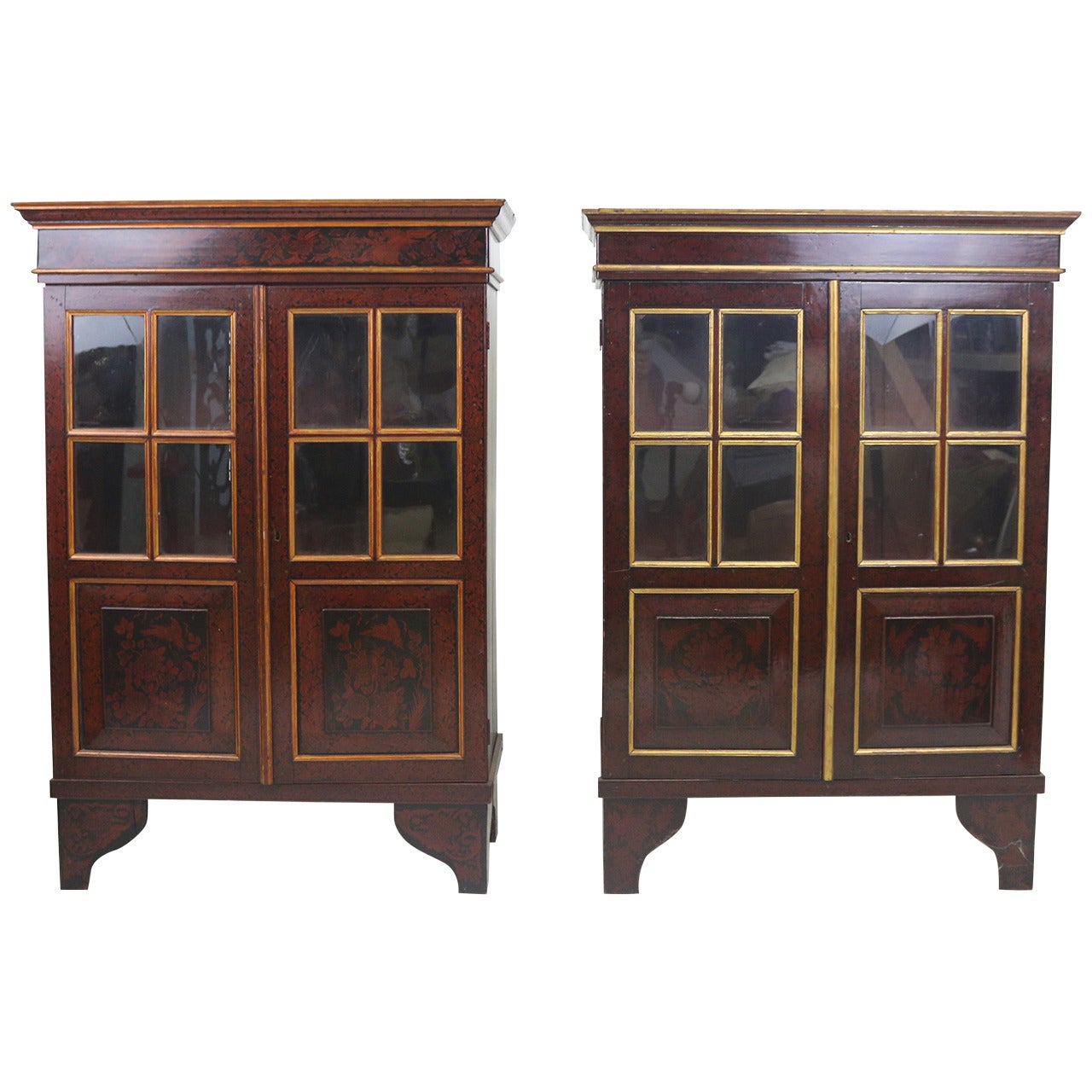 19th c. Pair Dutch Colonial Lacquered Cabinets-Provenance For Sale