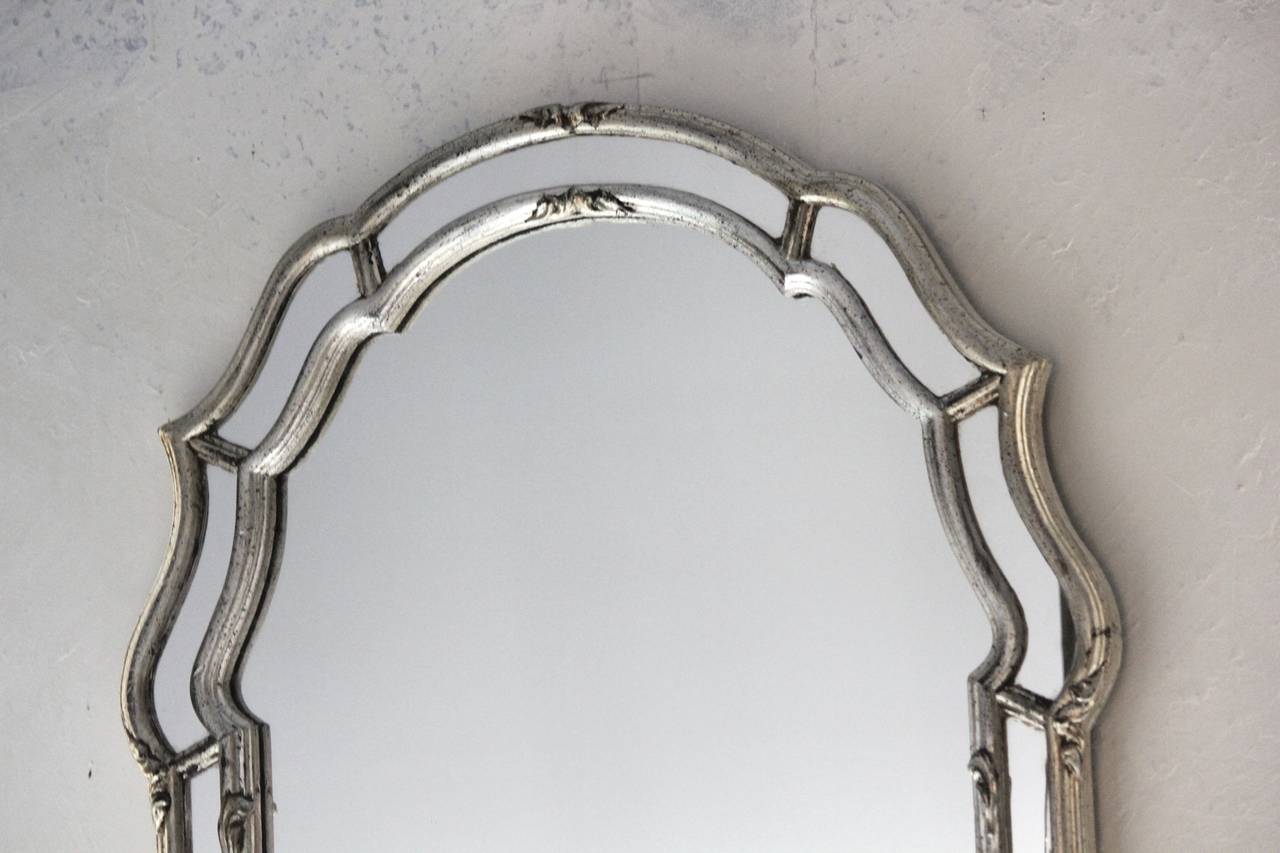 Hollywood Regency Mid-Century La Barge Italian Regency Double Frame Aged Silver Leaf Mirror