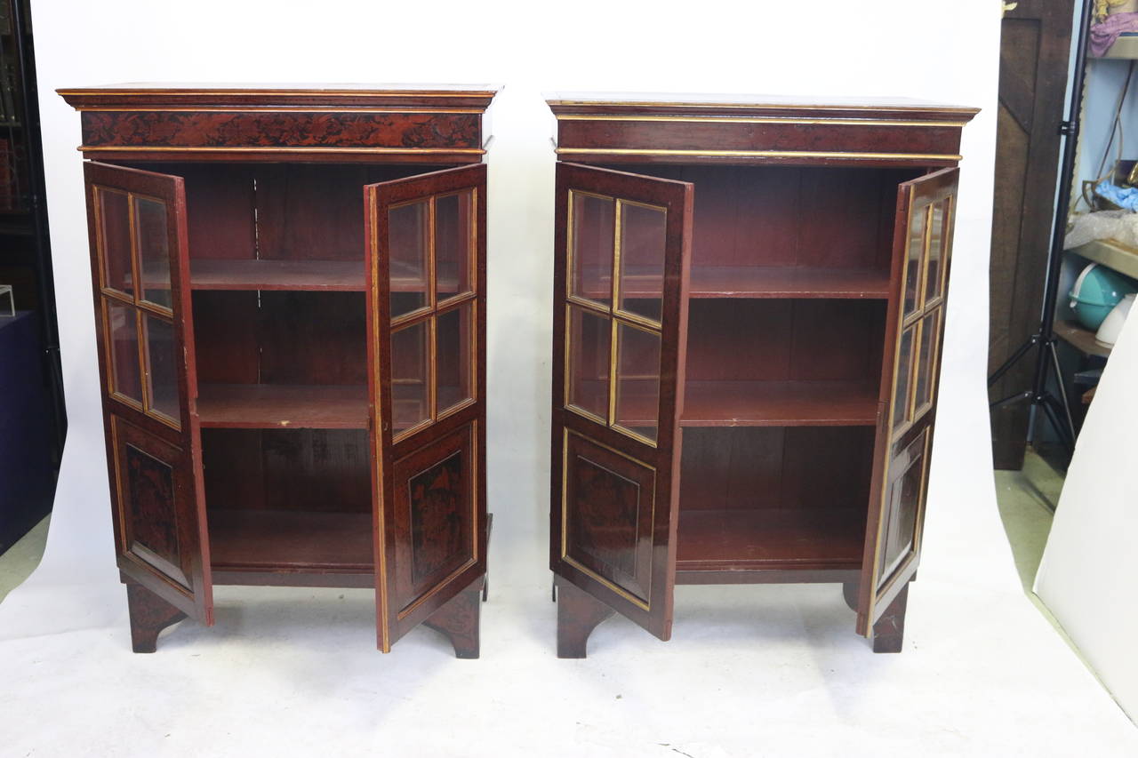 Indonesian 19th c. Pair Dutch Colonial Lacquered Cabinets-Provenance For Sale
