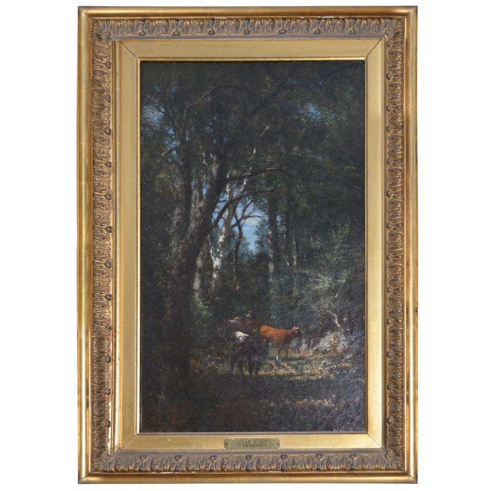 Fine Oil Painting by James McDougal Hart with Provenance 19th century For Sale