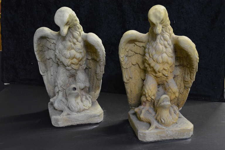 Garden Cast Stone Eagles-Fountain/ Statue. with Provenance