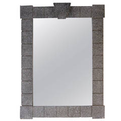 Vintage 1970s Mirror Architectural Delineated Faux Stone