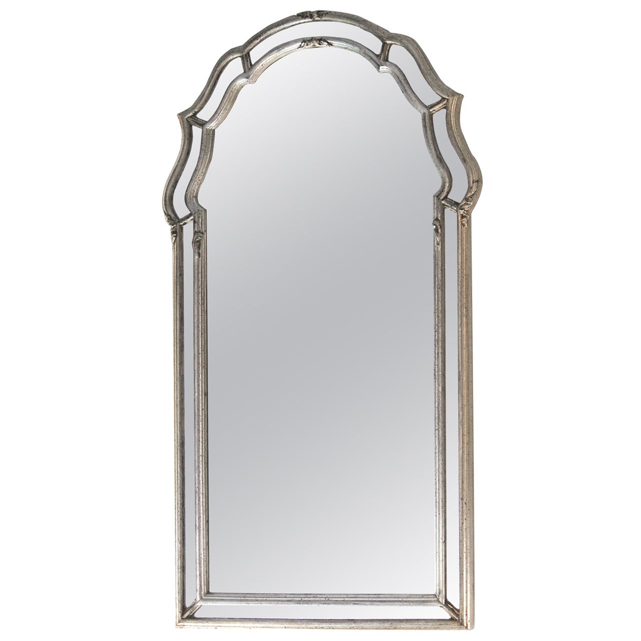 Mid-Century La Barge Italian Regency Double Frame Aged Silver Leaf Mirror