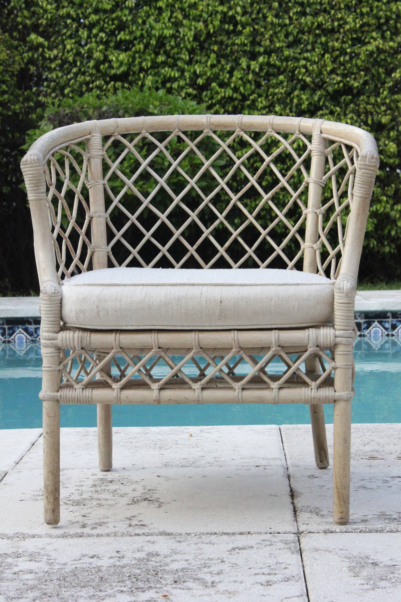Hollywood Regency Cane Wicker Bamboo Club Chair