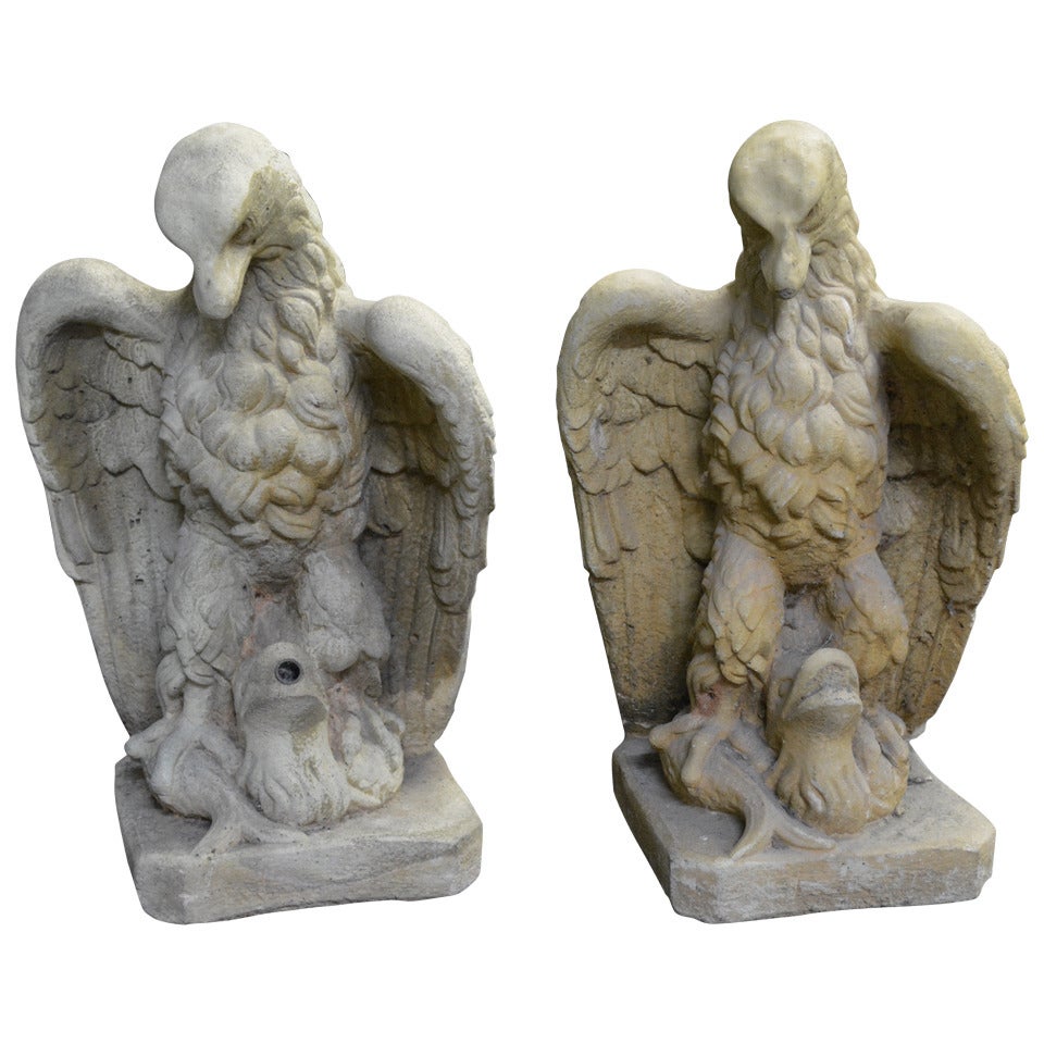 Garden Cast Stone Eagles-Fountain/ Statue. with Provenance For Sale