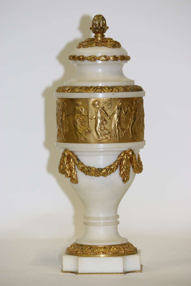 Louis XVI Signed Colin Paris Marble Gilt Bronze Cassolettes, circa 1860 Oil Tycoon's For Sale